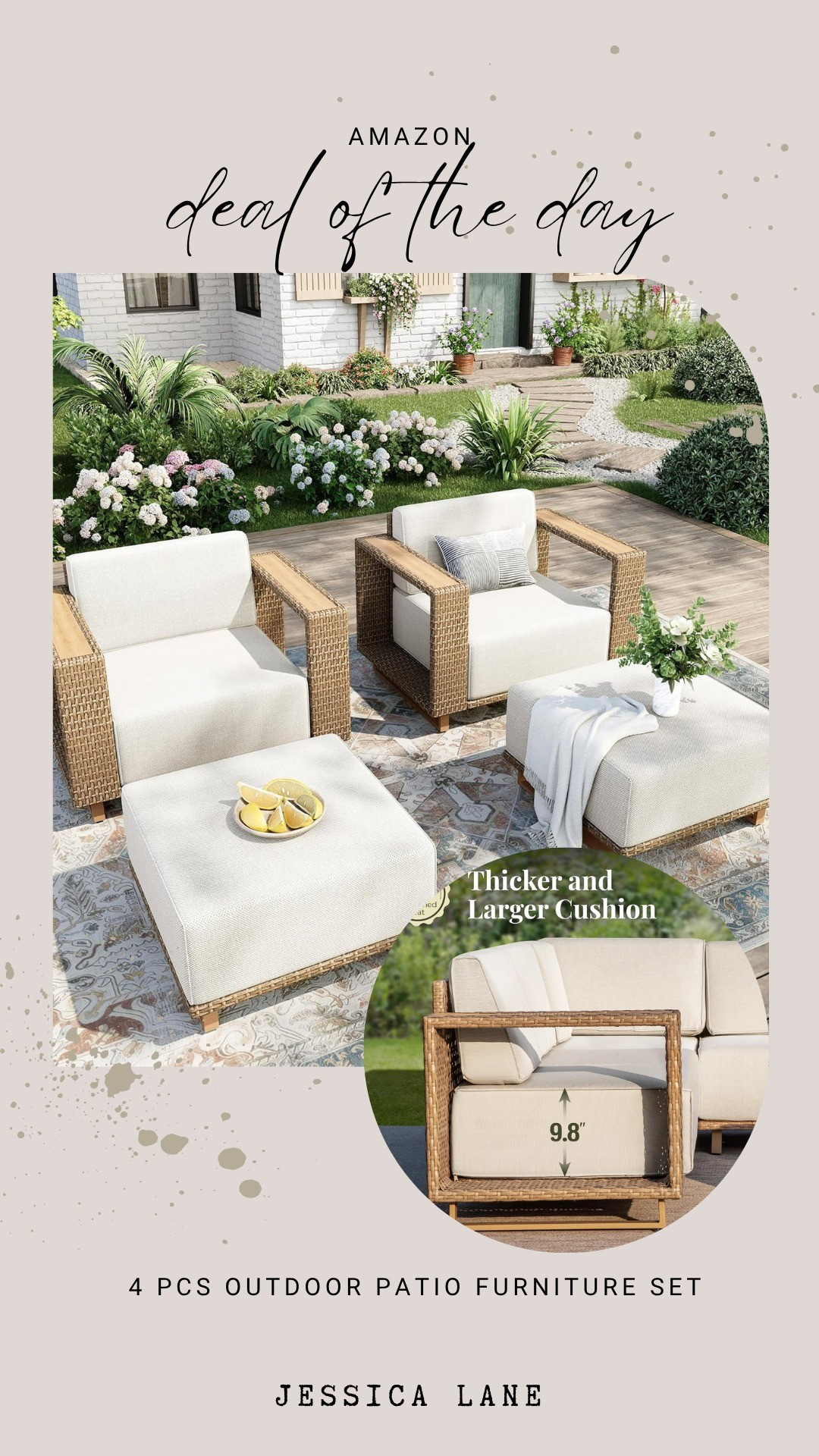 Transform your patio with this 4-piece outdoor furniture set featuring extra thick cushions for maximum comfort.#outdoorliving #patiofurniture #amazonhome #backyarddesign

#LTKSaleAlert #LTKHome #LTKSeasonal