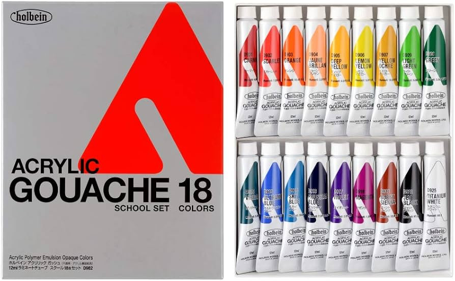 Holbein Acrylic Designer Gouache - Set of 18, 12 ml Tubes | Amazon (US)