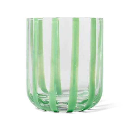 Sur La Table Green Stripe Tumbler Glass | Amazon (US)