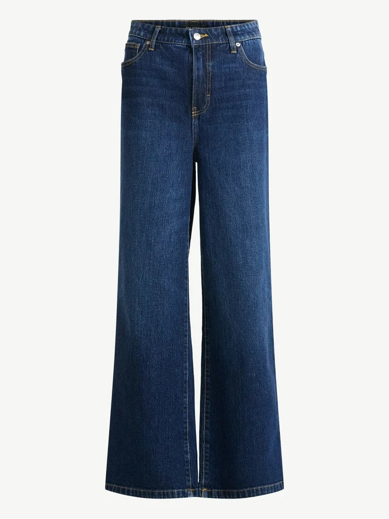 Free Assembly Women's High Rise Full Length Wide Leg Jeans, 30" Inseam, Sizes 0-26W | Walmart (US)