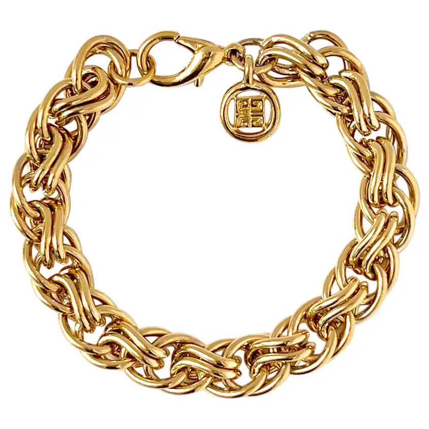 Vintage Givenchy Double Twisted Link Chain Bracelet, 1980s | 1stDibs