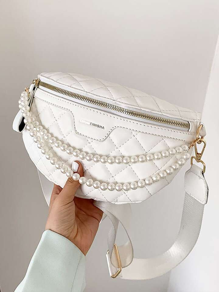 Faux Pearl Decor Quilted Fanny Pack,Fanny Packs For Women Fashionable Waist Pack Water Resistant ... | SHEIN