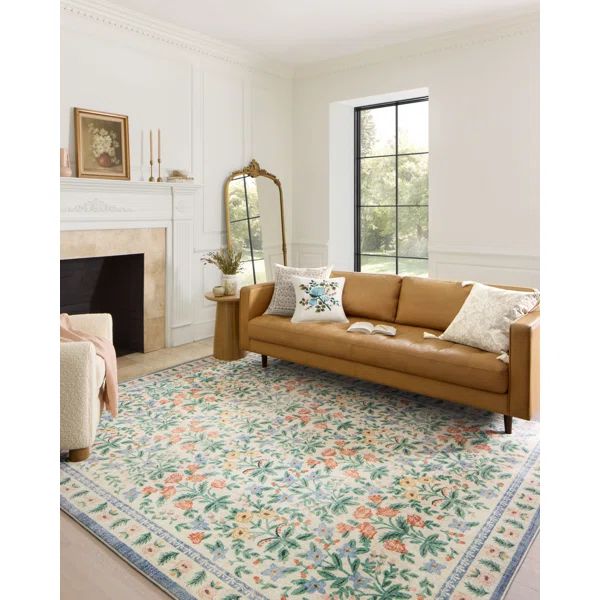 Rifle Paper Co. x Loloi Eden Mughal Garden Cream Rug feat CloudPile | Wayfair North America