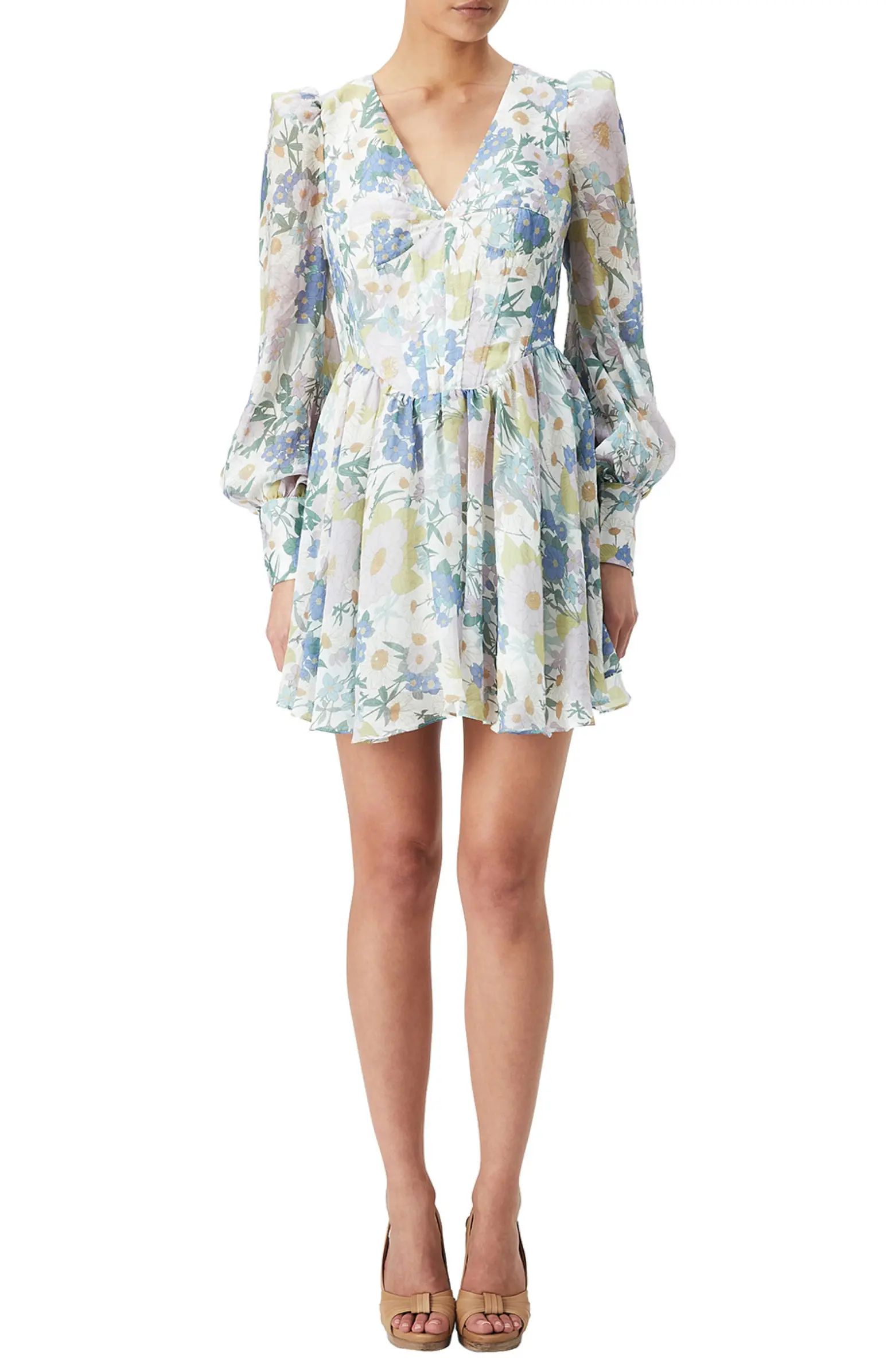 Zelina Floral Long Sleeve Minidress | Nordstrom