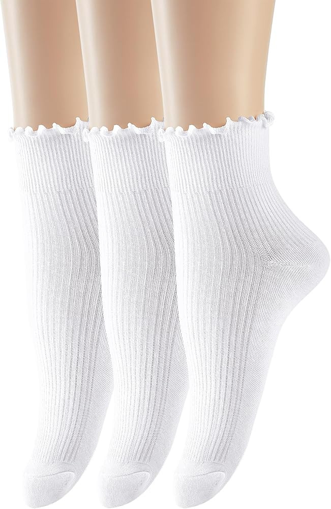 UTTPLL Womens Ruffle Crew Socks Turn-Cuff Athletic Aesthetic Lettuce Socks Ladies Thin Lovely Cot... | Amazon (US)