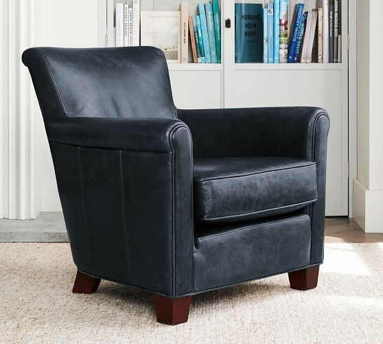 Irving Roll Arm Leather Armchair | Pottery Barn (US)