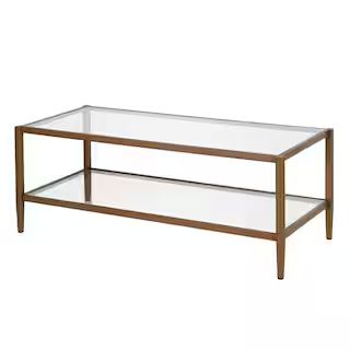 Meyer&Cross Hera 45 in. Antique Brass Rectangular Glass Top Coffee Table CT0486 - The Home Depot | The Home Depot