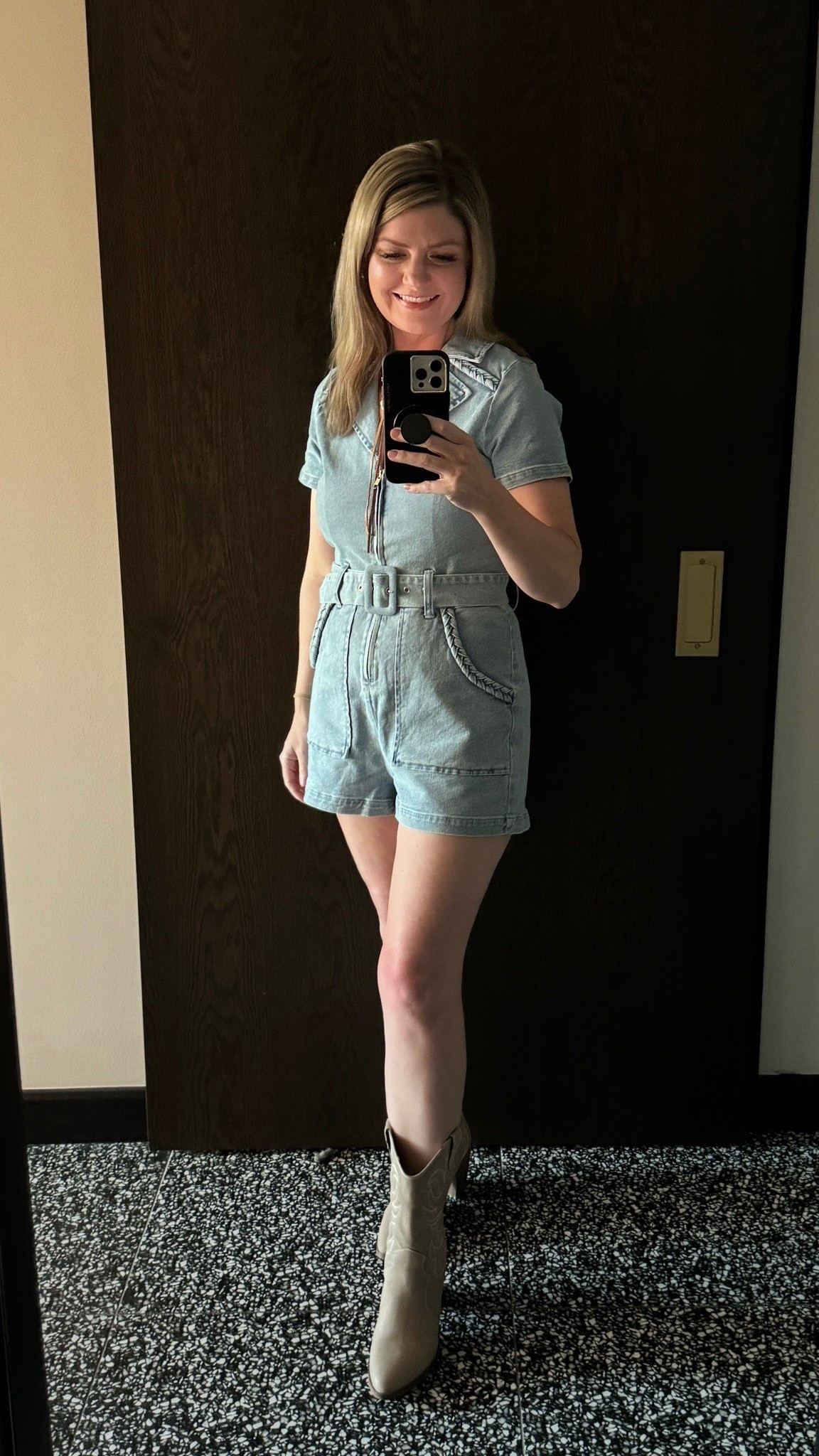 Back in stock 🙌🏼 Cute country concert outfit! 

Rodeo season, denim romper, country music, western, cowboy 

#LTKgrwm #LTKootd