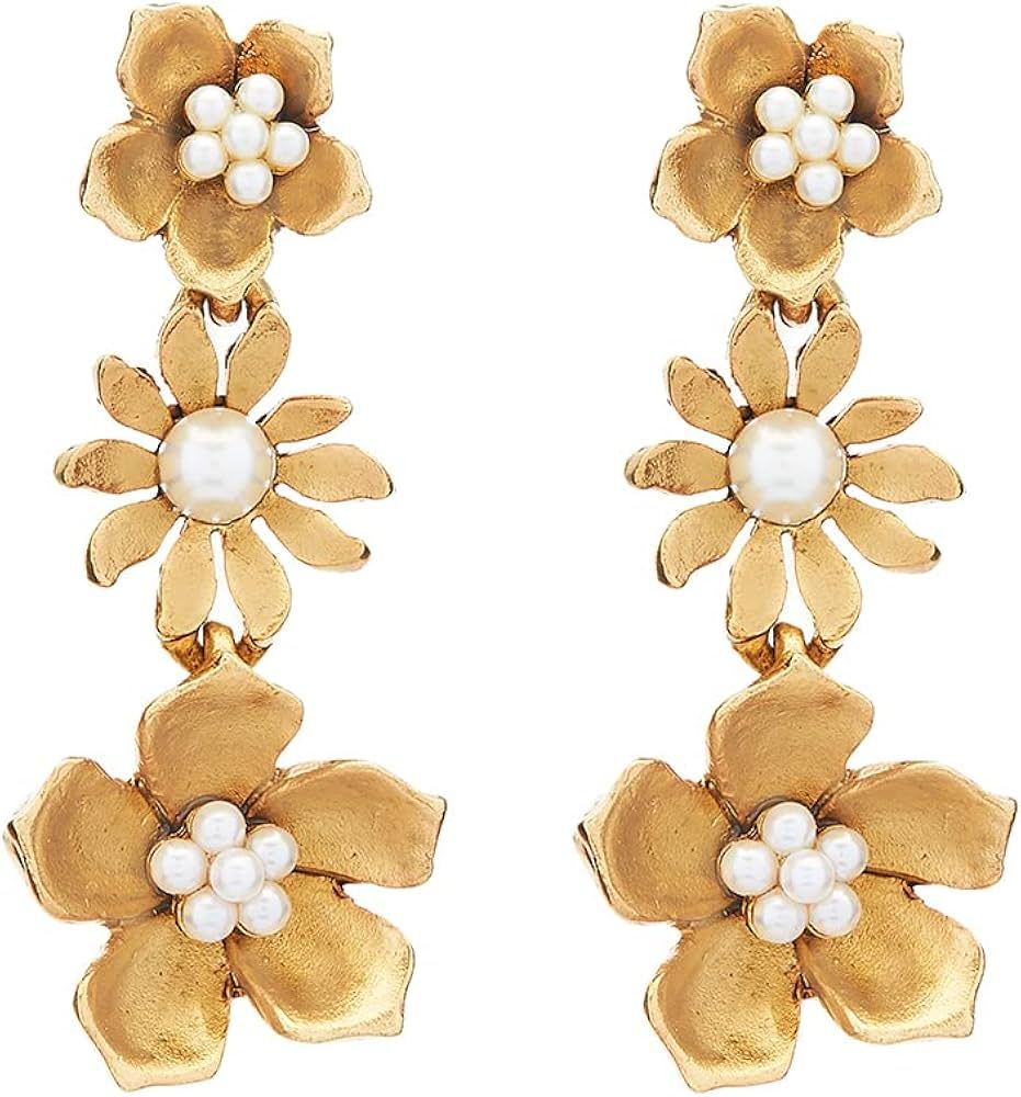 Amazon.com: Oscar de la Renta, Dangling Flower Earrings, Pearl : Luxury Stores | Amazon (US)