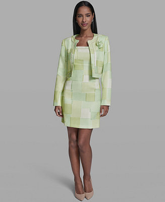Women's Printed Tweed Open-Front Jacket | Macy's