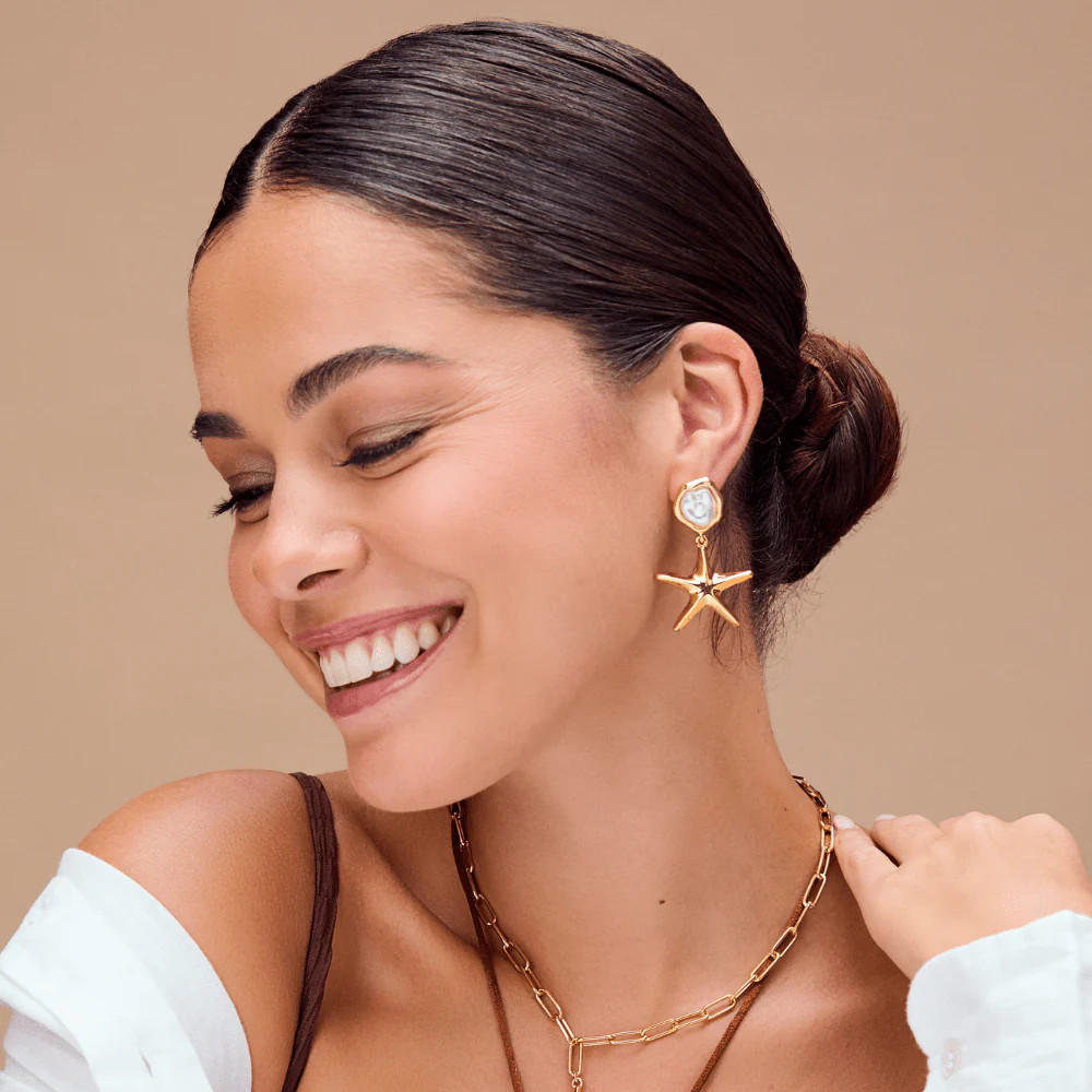 Statement Polished Starfish & Pearl Earrings | Orelia