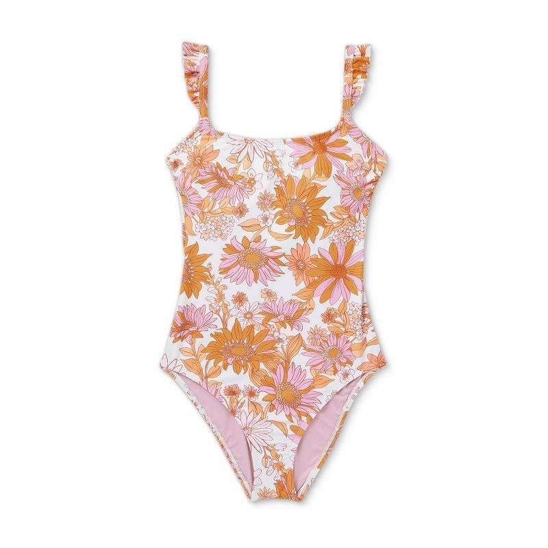 Women's Ruffle Strap Medium Coverage One Piece Swimsuit - Kona Sol™ Multi | Target