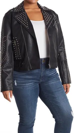 Studded Faux Leather Crop Moto Jacket | Nordstrom Rack