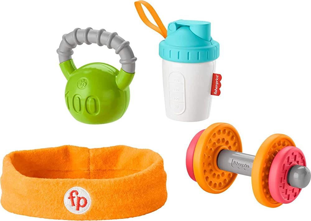 Fisher-Price Teething & Rattle Toys Baby Biceps Gift Set, Gym-Themed For Infant Fine Motor & Sens... | Amazon (US)