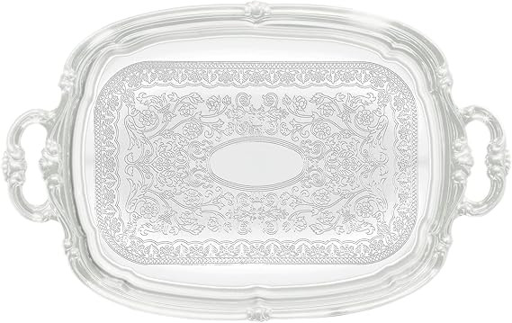Winco CMT-1912 Oblong Tray with Integrated Handle, Chrome,Medium | Amazon (US)