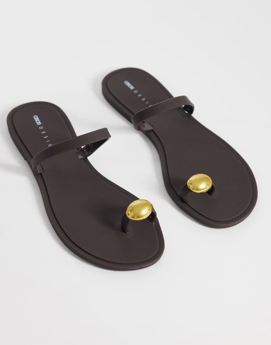 ASOS DESIGN Fritzi jelly sandals with nugget detail in chocolate-Brown | ASOS (Global)