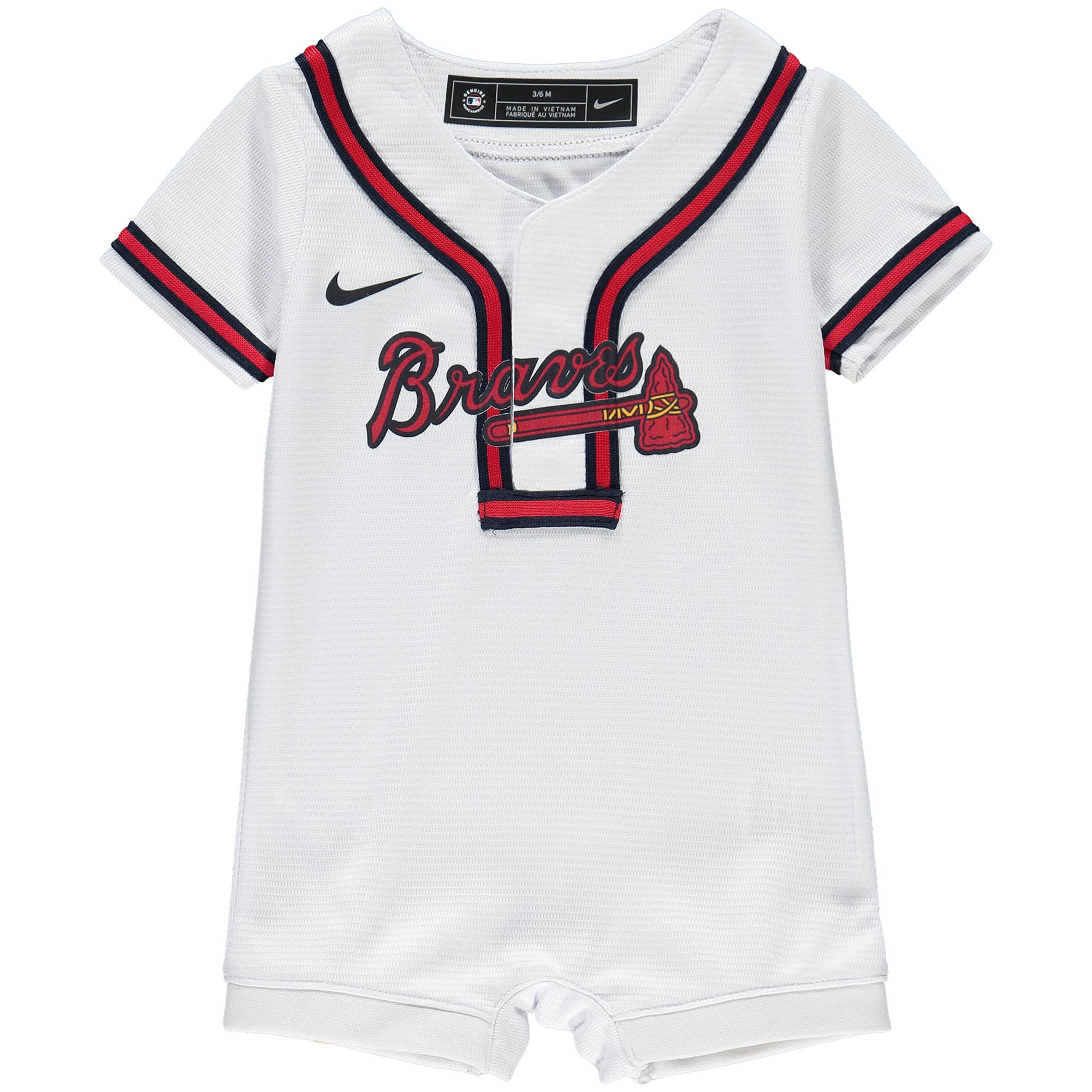 Newborn & Infant Nike White Atlanta Braves Official Jersey Romper | Fanatics