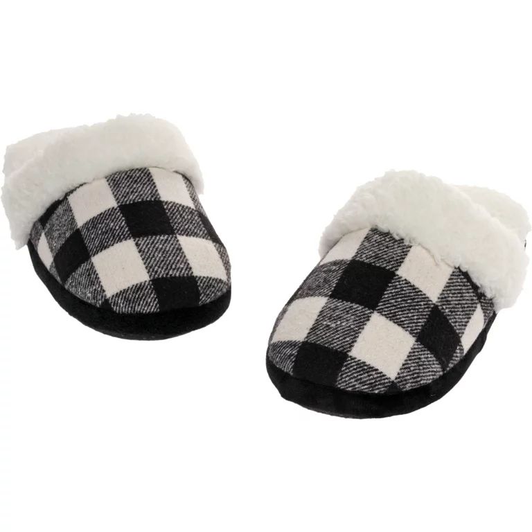 Silver Lilly Sherpa Buffalo Plaid Slippers - Womens Christmas House Shoe - Fuzzy Holiday Slippers... | Walmart (US)