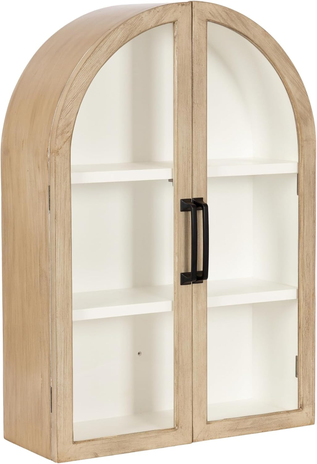 Kate and Laurel Arcott Modern Arch Wall Cabinet, 21 x 8 x 30, Natural Wood and White, Transitiona... | Amazon (US)
