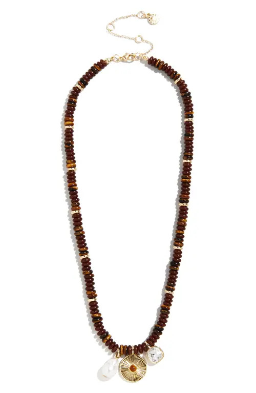 BaubleBar Malia Tiger's Eye Charm Necklace in Brown at Nordstrom | Nordstrom
