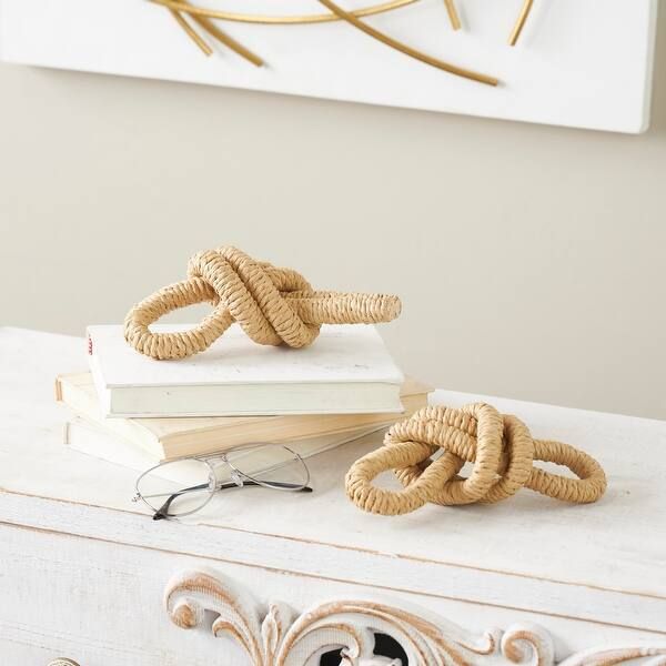 Brown Paper Woven Knot Wall Decor (Set of 2) | Bed Bath & Beyond