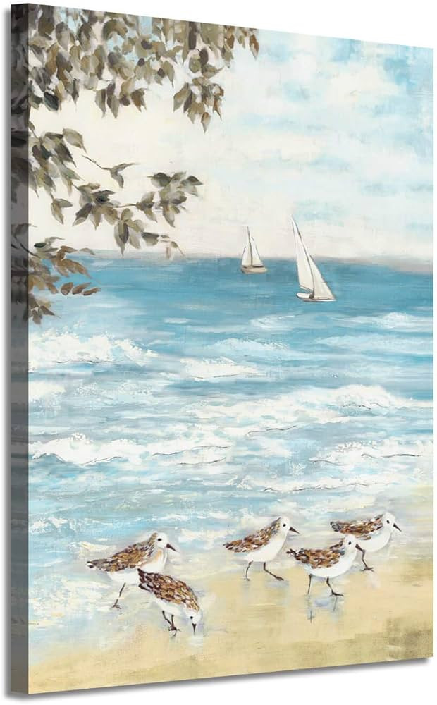 ARTISTIC PATH Ocean Abstract Artwork Coastal Picture: Sea Birds Graphic Art Print on Canvas Wall ... | Amazon (US)