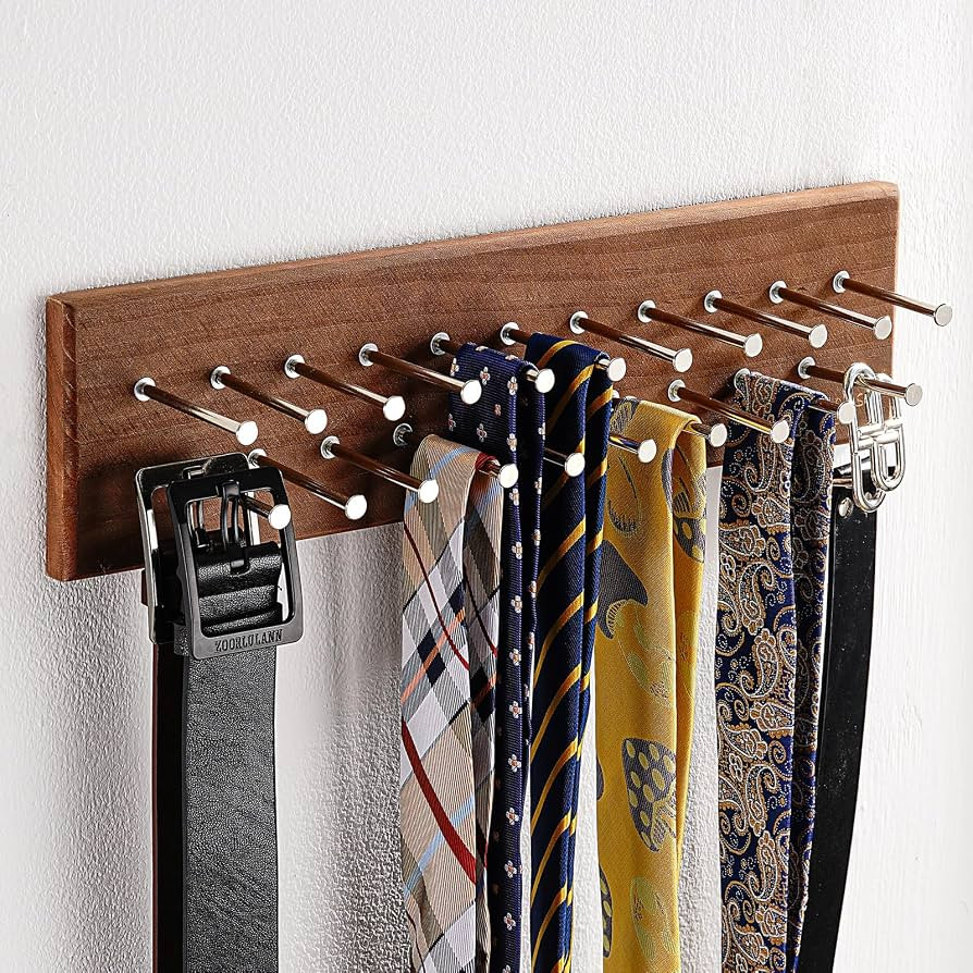 TreeHouse London Tie Rack Organizer \u2013 Holds 40 Large Ties \u2013 Solid Wood & Sturdy Metal S... | Amazon (US)
