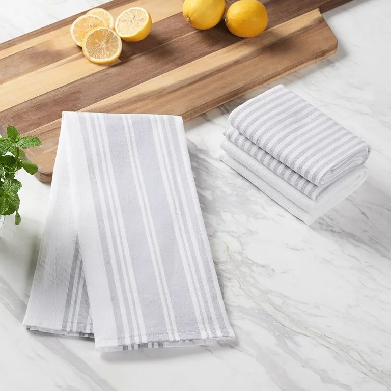 Better Homes & Gardens 3-Piece Oversized Culinary Kitchen Towel Set, Soft Silver - Walmart.com | Walmart (US)