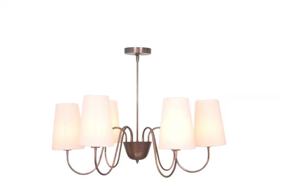 6 Light Art Deco Raw Brass chandelier light Fixture | Etsy (US)