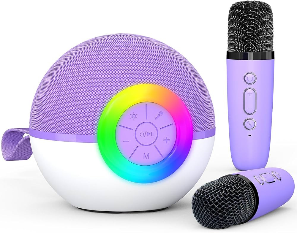 Karaoke Microphone Machine Toys for Kids Adults, Mini Portable Bluetooth Speaker with 2 Wireless ... | Amazon (US)