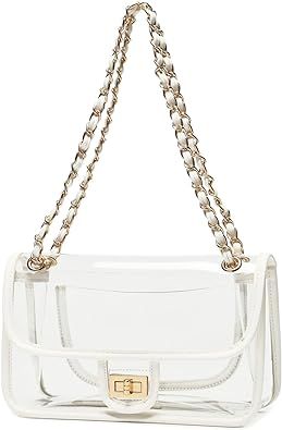 LAM GALLERY Womens PVC Clear Purse Handbag with Chain Stadium Approved Clear Bag See Through Bag ... | Amazon (US)