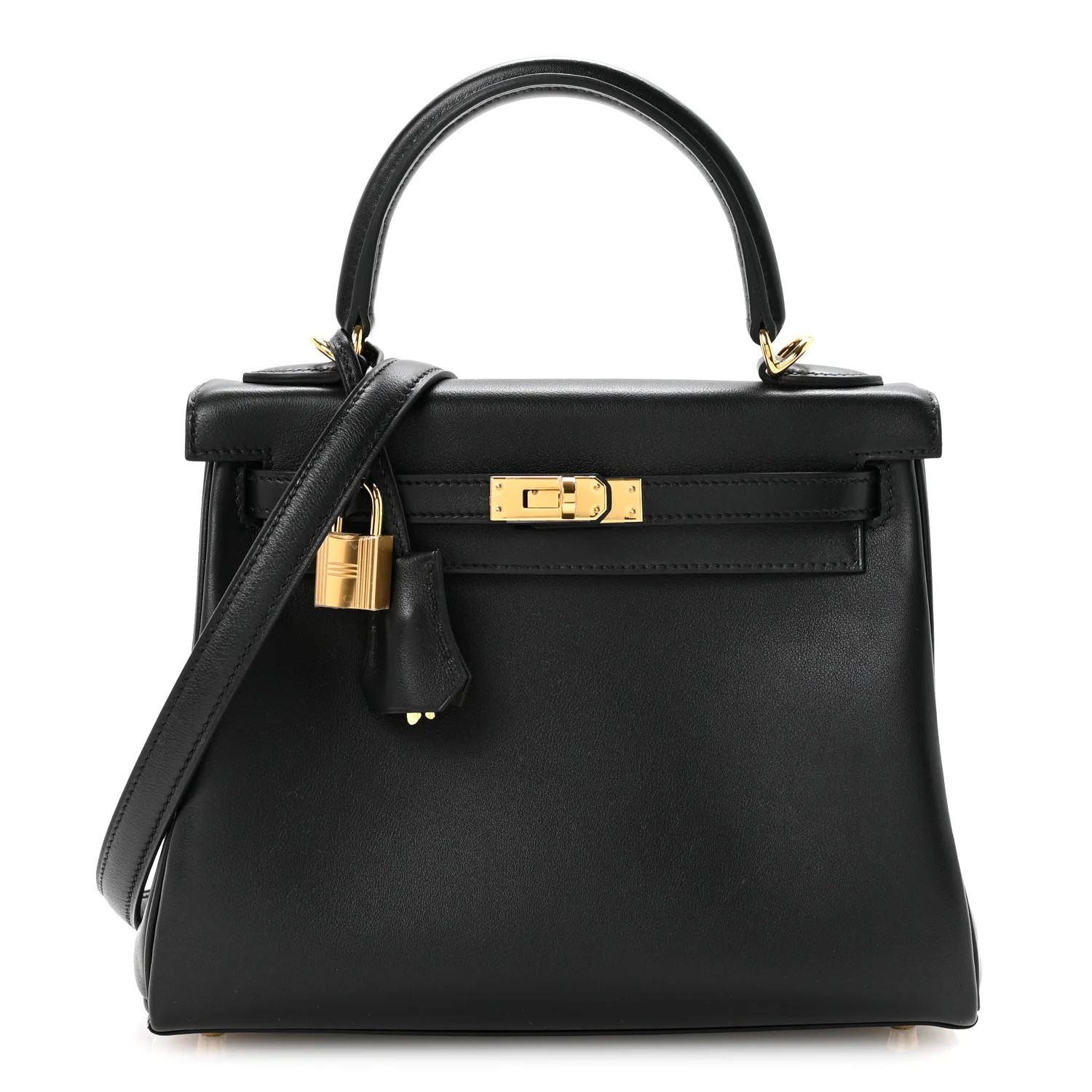 Cheri Calfskin Kelly 25 Black | FASHIONPHILE (US)