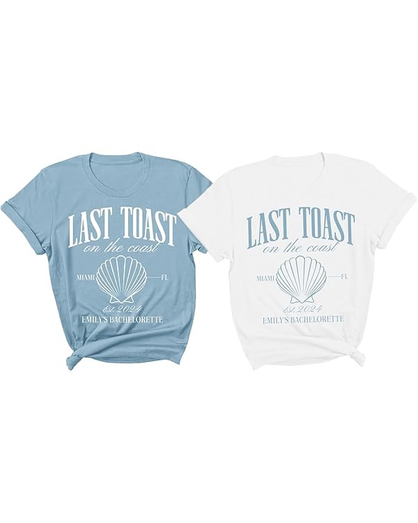 Last Toast on The Coast Beach Bachelorette Party Shirts, Custom Last Name Bridal Party Shirt, Per... | Amazon (US)