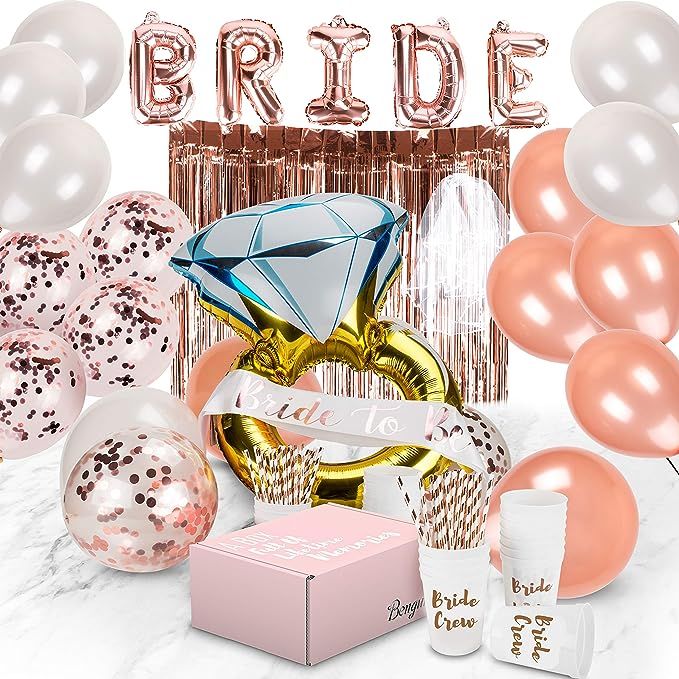 Bachelorette Party Decorations | Bridal Shower Supplies Kit - Bride To Be Sash, Cups, Straws, Vei... | Amazon (US)