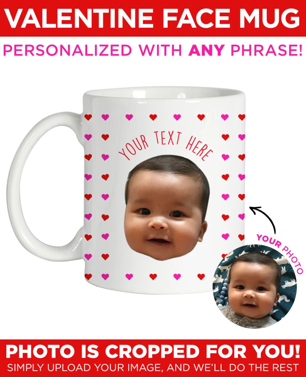 Custom Phrase Valentine Face Mug | Type League Press