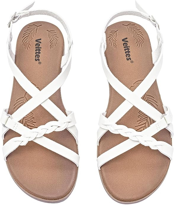 Veittes Women's Flat Sandals - Casual Soft Fashion Ladies Flat Sandals. | Amazon (US)