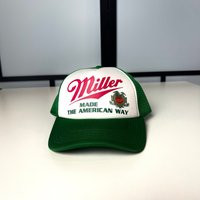 Miller Beer Trucker Hat Mesh Hat Snap Back Dark Green New Adjustable Made The American Way | Etsy (US)