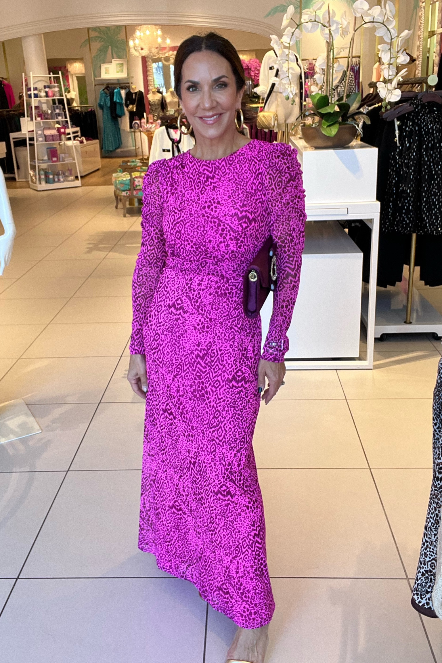 knee length dresses for ladies Mocha Rhinestone Mesh Long Sleeve Maternity Midi Dress – PinkBlush main image 0