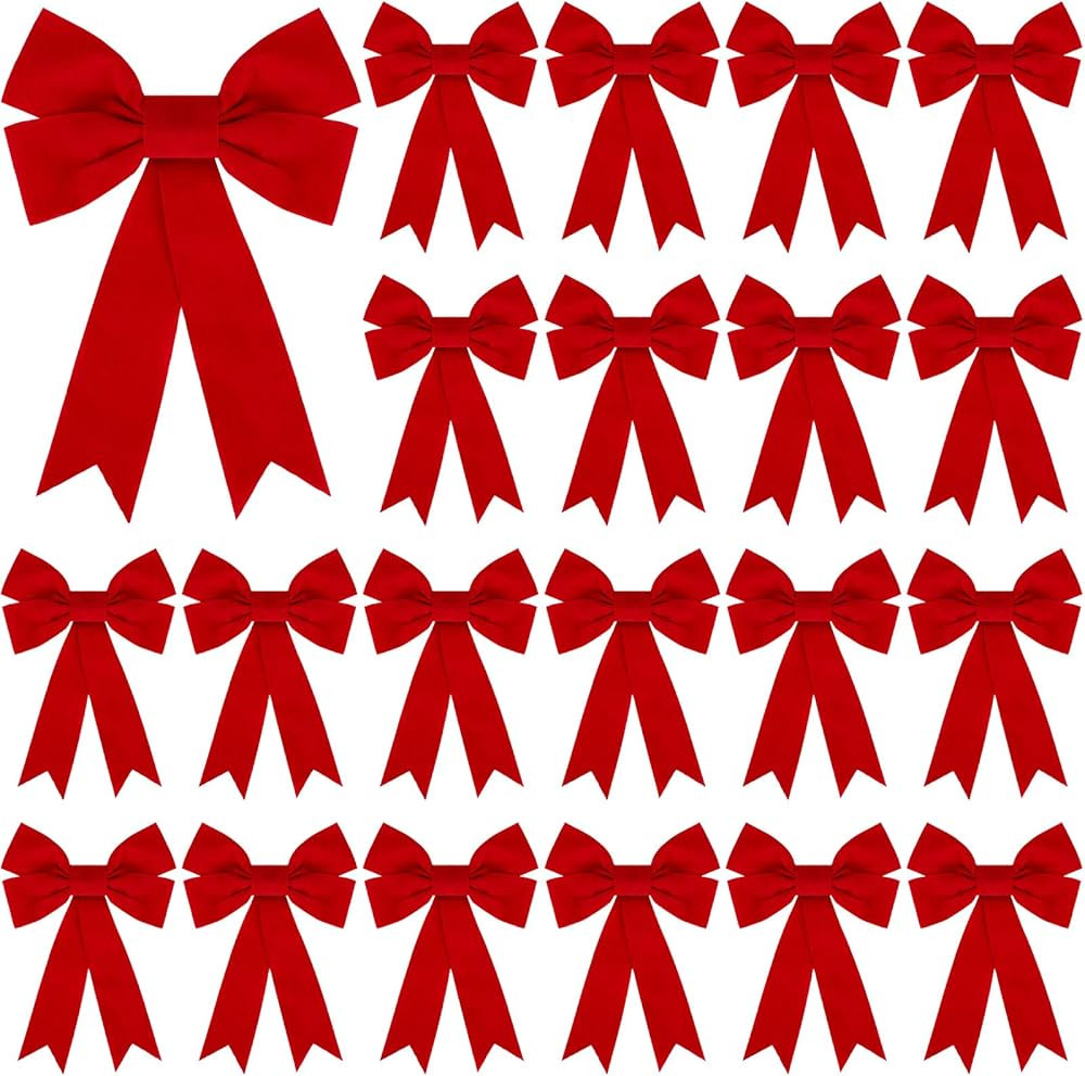 WILLBOND Christmas Velvet Red Bow 5 x 7 Inch Wreath Bow Ornament for Christmas Xmas Garland Tree ... | Amazon (US)