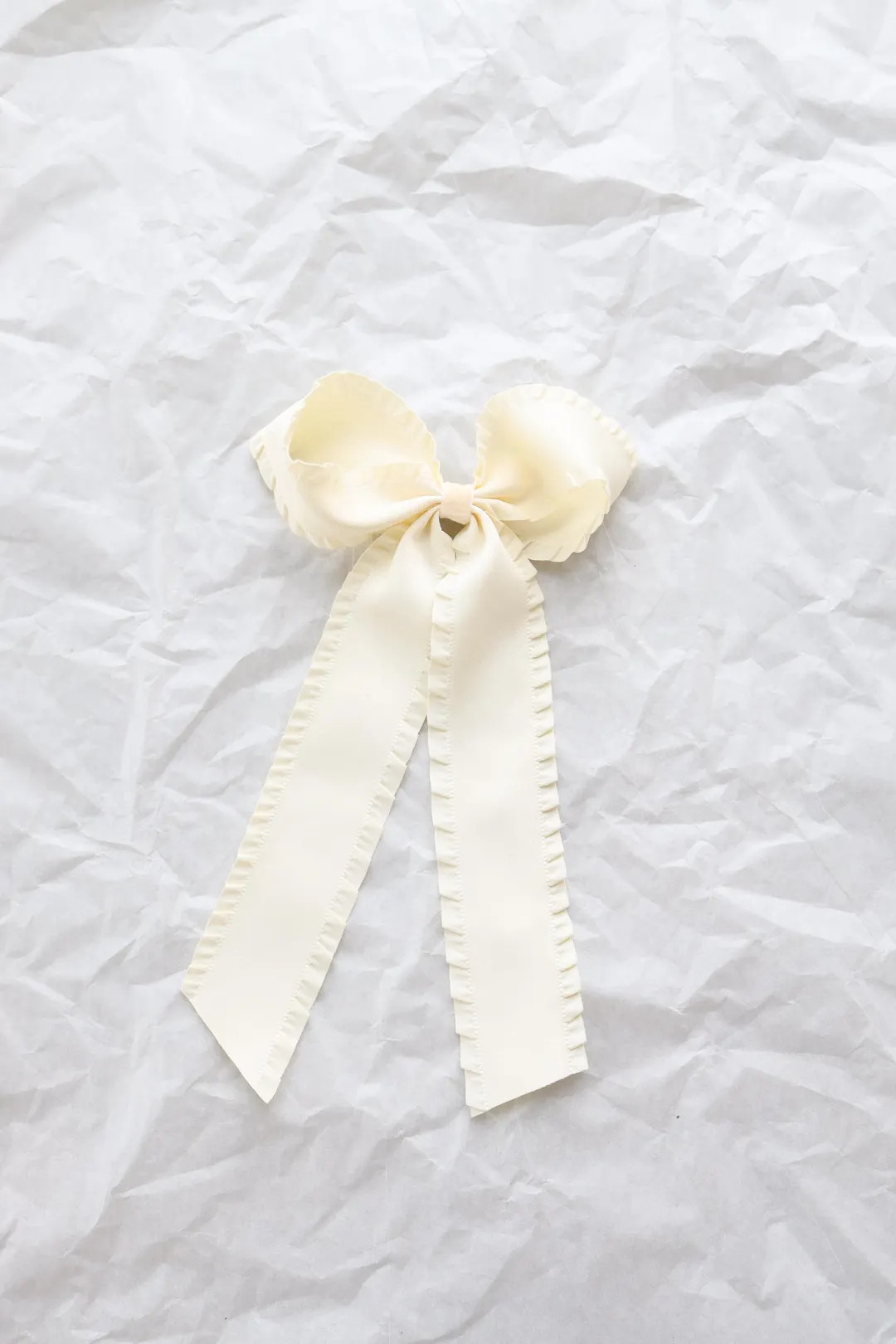 Oversized Cream Ruffled Edge Ribbon Bow, Ivory Bow Clip, Cream Toddler Bow, Fall Hair Bow, Christ... | Etsy (US)