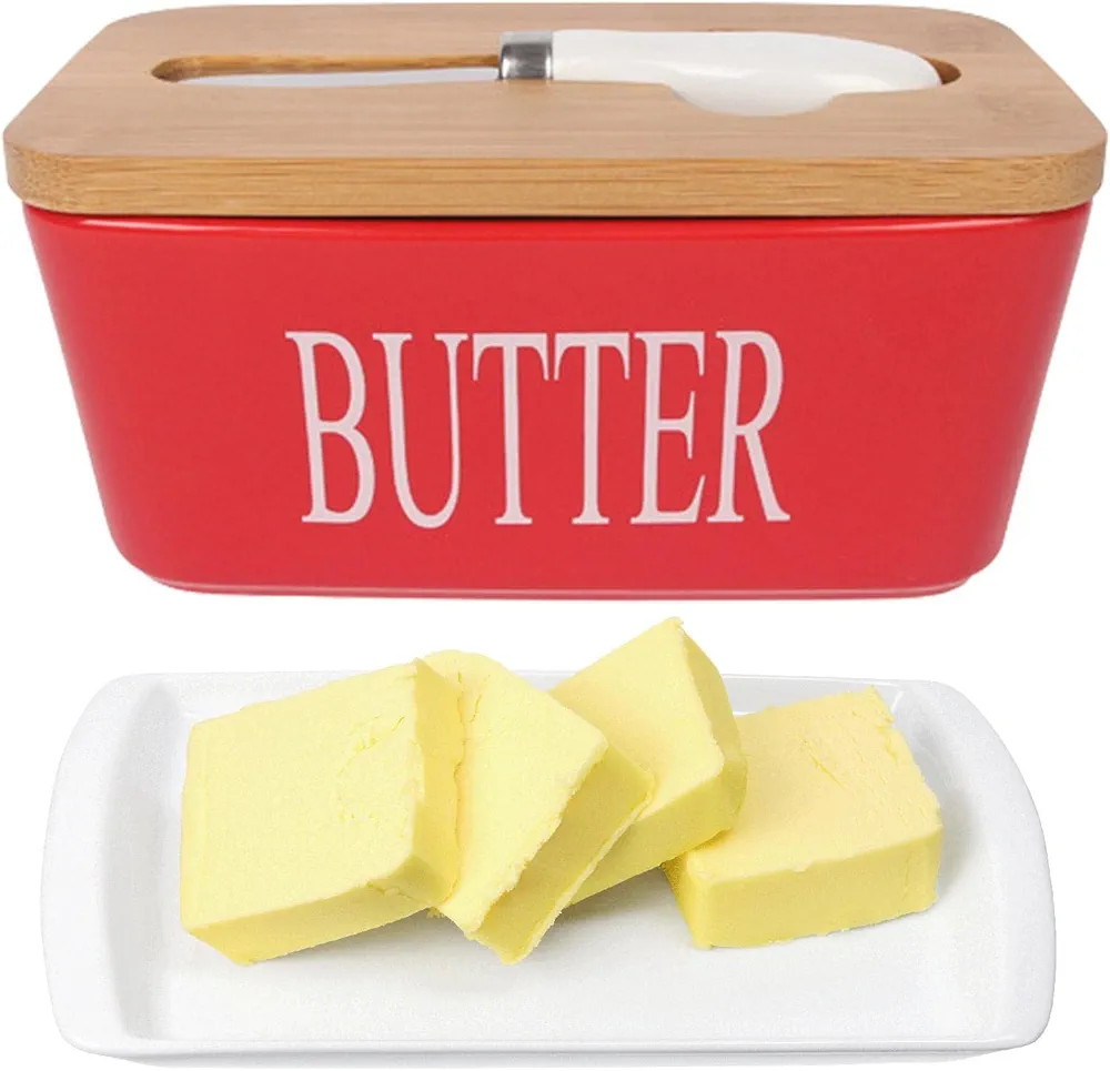 Manteigueira Coberta - Recipiente de manteiga e cream cheese para geladeira/bancada, tampa hermé... | Amazon (BR)
