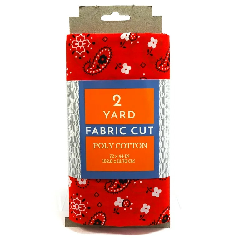 Shason Textile Craft Quilting Poly Cotton 2 Yards Precut Fabric, Bandana Red | Walmart (US)