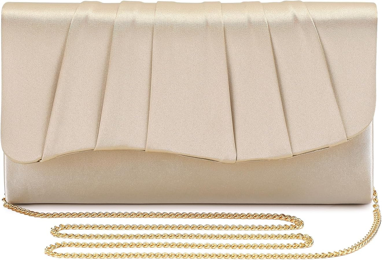 UBAYMAX Clutch Purses for Women Formal, Pleated Satin Evening Bag Purse Handbags Evening Clutch f... | Amazon (US)
