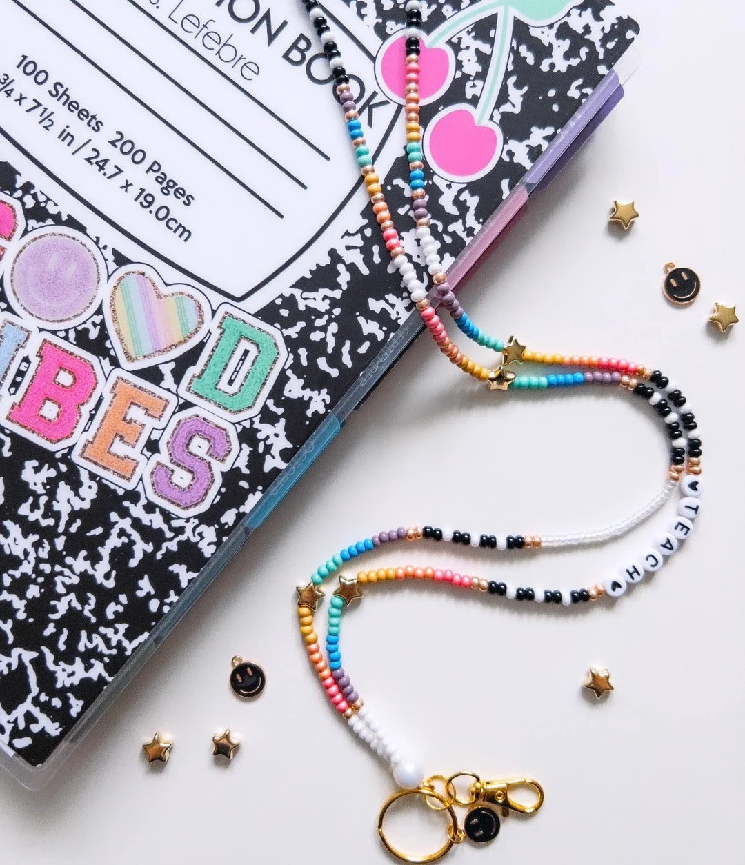 NEW Beaded Colorful Lanyard, Beaded Lanyard, Teacher Lanyard, Personalized Lanyard, ID Holder, Ba... | Etsy (US)
