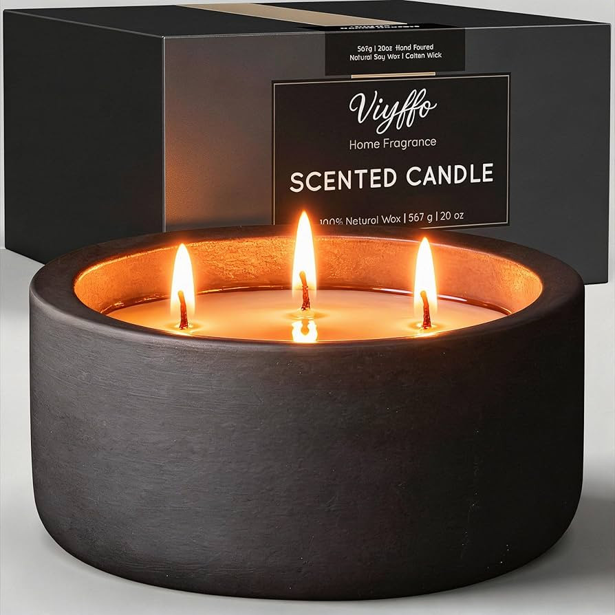 Viyffo 20oz Large Scented Candle – Eucalyptus & Rosemary, 3 Wick Non Toxic Soy Candle, Matte Bl... | Amazon (US)