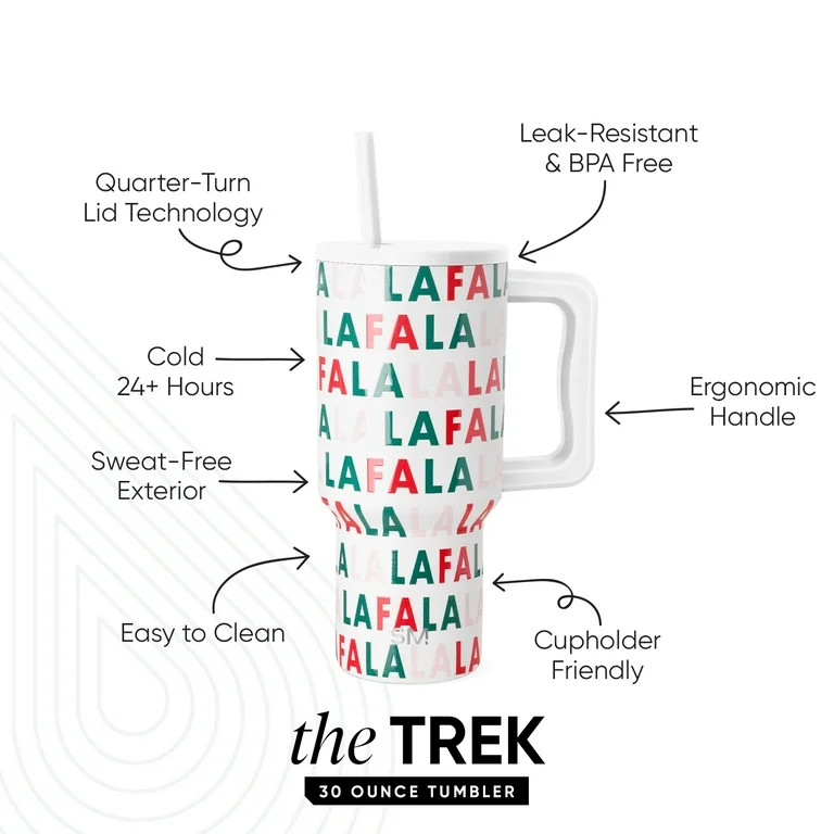 Simple Modern 30 fl oz Insulated Stainless Steel Trek Tumbler with Straw Lid | Fa La La | Walmart (US)