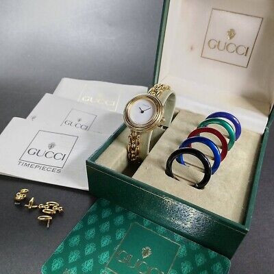 GUCCI Change Bezel 6 Colors Quartz Vintage White dial Ladies Watch (Near Mint) | eBay US