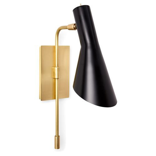 Penelope Wall Sconce, Brass/Black | One Kings Lane