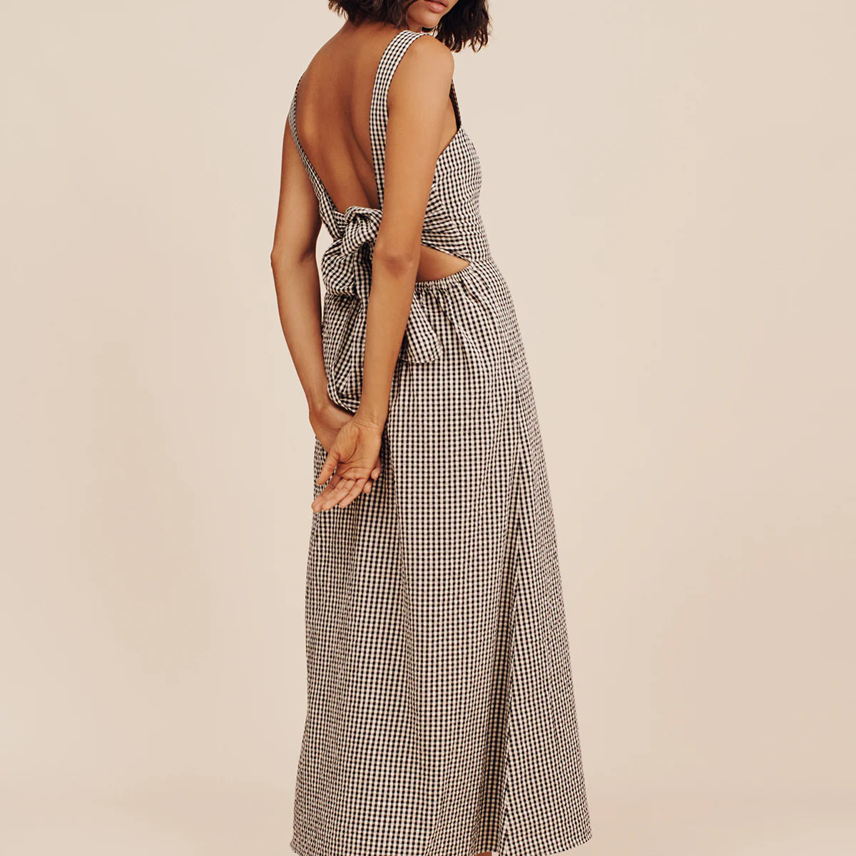 AMELIA SQUARE NECK DRESS - GINGHAM | POSSE (US)
