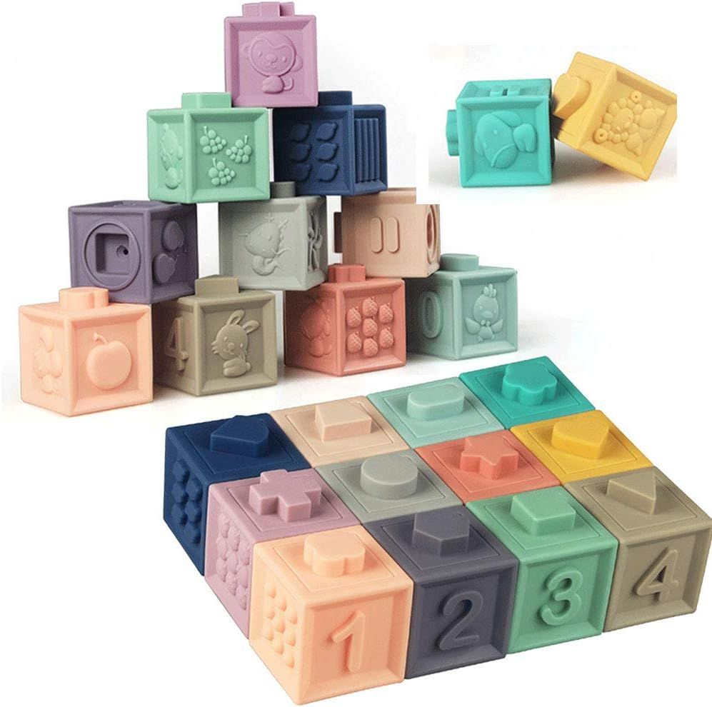 Soft Stacking Blocks for Baby Montessori Sensory Infant Bath Toys for Toddlee Toddlers Babies 6 9 Mo | Amazon (US)